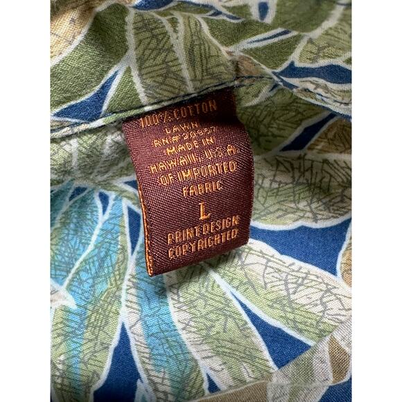 Tori Richard Shirt Mens Large Green Button Up 100% Cotton Hawaiian Tropical - Picture 4 of 8